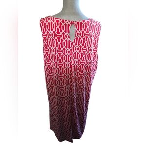 George Red & White Modern Geometric Stretch Knee Length Swing Dress Size XXL(20)
